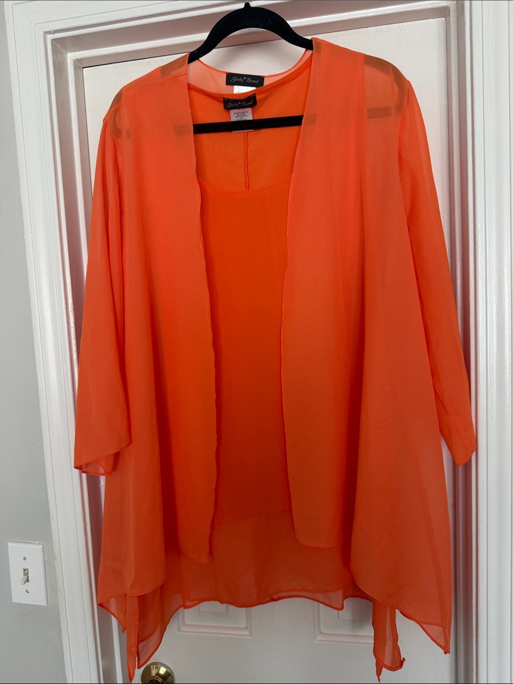 Slinky Brand 2 Piece Orange Sheer Layered Kimono by Slinky Brand